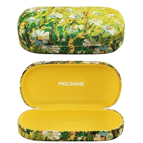 molshine Harte Schale Sonnenbrillenetui,Klassisches großes Brillenetui für Frauen Männer,Sonnenbrille Brillen, Gelbe Gänseblümchen, Large, (OC-083) von molshine