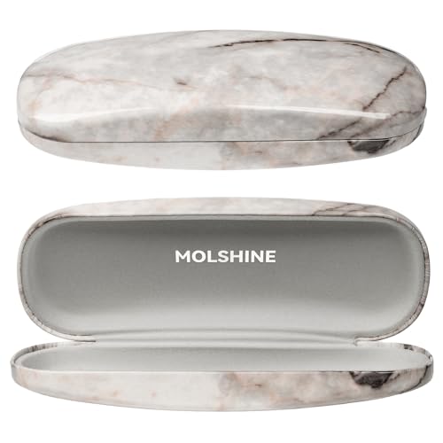 molshine Hartschalen Brillenetui aus PU Leder,tragbares Reise Brillenetui für Männer,Frauen,Mädchen für Reisen, Studium, Arbeit(Grau) von molshine