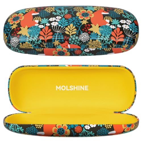 molshine Hartschalen-Brillenetui aus PU-Leder,tragbares Reise-Brillentasche für Männer,Frauen,Mädchen,Reisen,Studium,Arbeit(Fuchs) von molshine