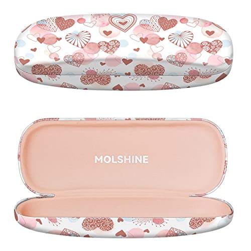 molshine Hartschalen-Brillenetui aus PU-Leder,tragbares Reise-Brillentasche für Männer,Frauen,Mädchen,Reisen,Studium,Arbeit(Liebe) von molshine