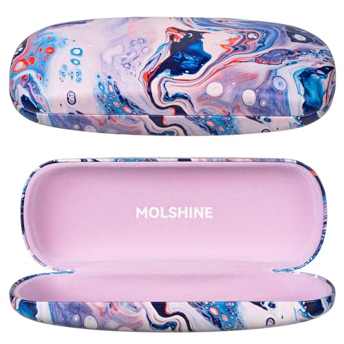 molshine Hartschalen-Brillenetui aus PU-Leder,tragbares Reise-Brillentasche für Männer,Frauen,Mädchen,Reisen,Studium,Arbeit(Ozean) von molshine