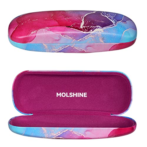 molshine Hartschalen-Brillenetui aus PU-Leder,tragbares Reise-Brillentasche für Männer,Frauen,Mädchen,Reisen,Studium,Arbeit(Rosenrot) von molshine