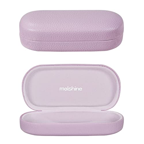 molshine Hartschalen PU Leder Brillenetui,tragbares helles Brillenetui für Männer Frauen Mädchen Reise Studie Arbeit Travel-(Lavendel) von molshine