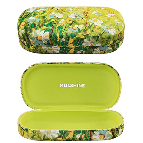 molshine Hartschalen-Sonnenbrillenetui, klassisches großes Brillenetui für Damen und Herren, Sonnenbrille, Grüne Gänseblümchen, Medium, OC-083 von molshine