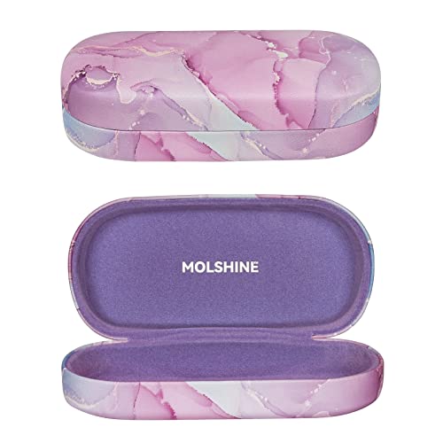 molshine hartes Sonnenbrillenetui, klassisches, farbenfrohes und großes Hartschalen-Brillenetui,das Etui ist gleichzeitig leicht und tragbar-(Lavendel) von molshine