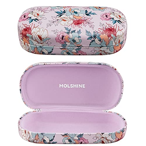 molshine hartes Sonnenbrillenetui, klassisches, farbenfrohes und großes Hartschalen-Brillenetui,das Etui ist gleichzeitig leicht und tragbar-(Pinke Blume) von molshine