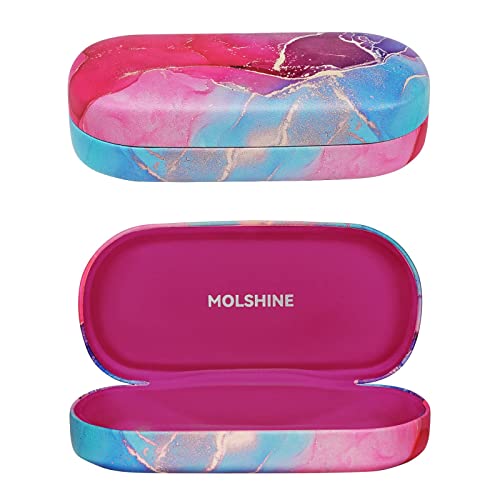 molshine hartes Sonnenbrillenetui, klassisches, farbenfrohes und großes Hartschalen-Brillenetui,das Etui ist gleichzeitig leicht und tragbar-(Rosa) von molshine