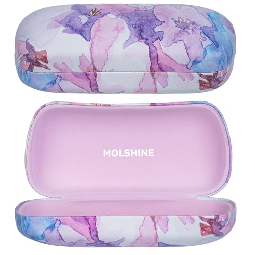 molshine Hartschalen-Sonnenbrillenetui,buntes und großes Hardcase Brillenetui für Sonnenbrillen mit Reinigungstuch(Lila) von molshine