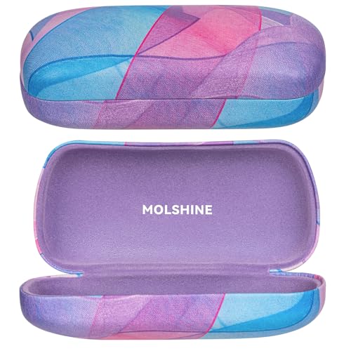 molshine Hartschalen-Sonnenbrillenetui,buntes und großes Hardcase Brillenetui für Sonnenbrillen mit Reinigungstuch(Rosa) von molshine