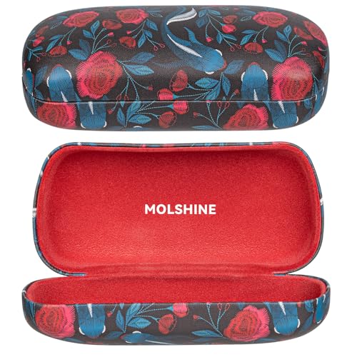 molshine Hartschalen-Sonnenbrillenetui,buntes und großes Hardcase Brillenetui für Sonnenbrillen mit Reinigungstuch(Rosenrot) von molshine