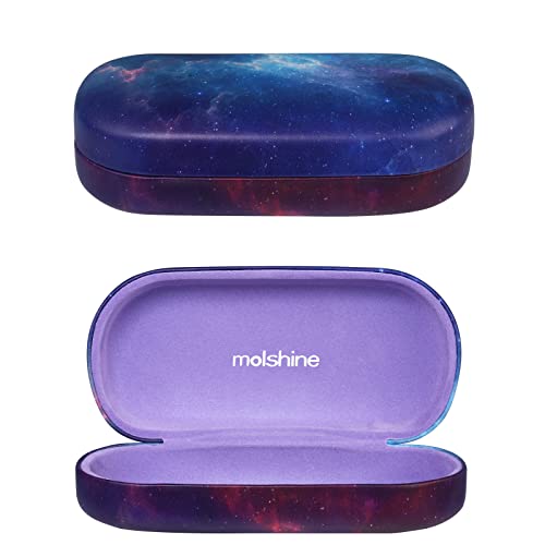 molshine Hartschalen PU Leder Brillenetui,tragbares helles Brillenetui für Männer Frauen Mädchen Reise Studie Arbeit Travel-(Violett) von molshine