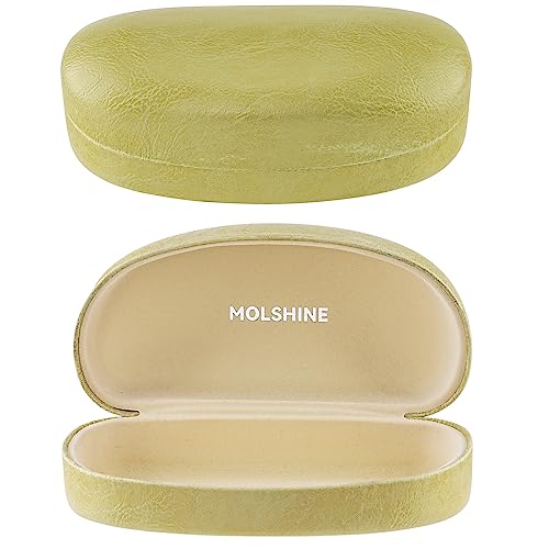 molshine Hartschalen-Sonnenbrillenetui,klassisches und großes Brillenetui,leicht zu öffnen zu schließen,für Damen und Herren,mit Reinigungstuch(Grün) von molshine