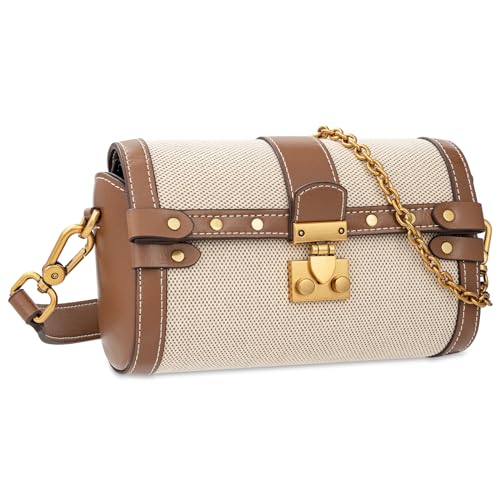 molshine Kleine Umhängetasch Damen,Retro Echtleder Crossbody Tasche,Metallic Kette Schultertasche für Frauen mit auch einmen Leder Schultergurt (CA-HB005) von molshine