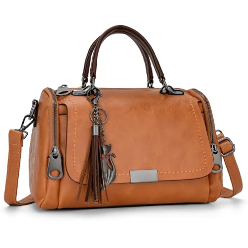 molshine Damen handtaschen für Dame,Boston Schultertasche aus veganem Leder Henkeltasche Umhängetaschen für Damen Top Griff Retro TascheHB043(Grün) von molshine