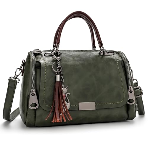 molshine Damen handtaschen für Dame,Boston Schultertasche aus veganem Leder Henkeltasche Umhängetaschen für Damen Top Griff Retro TascheHB043(Braun) von molshine