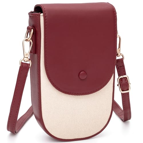 molshine Kunstleder-Umhängetasche für Damen und Mädchen, Schultertasche, kleine Leder-Geldbörse, kompatibel mit iPhone, Samsung (Rot) von molshine