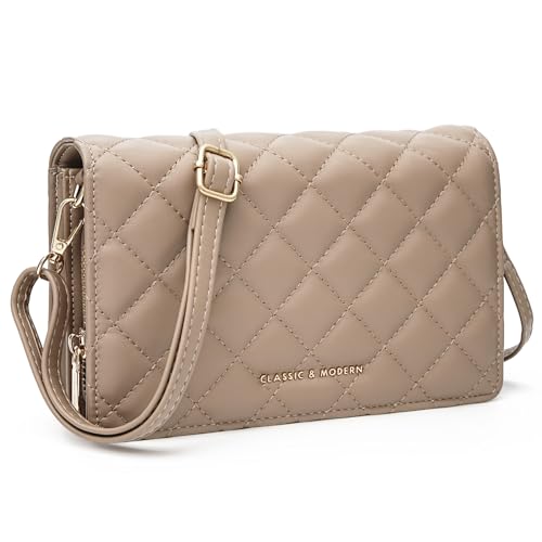 molshine Schultertasche, Kleine Handy Umhängetasche, Damen Crossbody Bag aus PU Leder mit Verstellbarem Gurt(Khaki von molshine