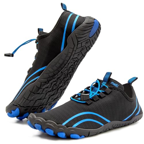 molti Badeschuhe für Damen & Herren – Aquaschuhe Schwimmschuhe mit Drainagelöchern – schnelltrocknend & rutschfest – Wasserschuhe Strandschuhe Unisex Gr. 36–45 inkl. Beutel mit Kordelzug von molti