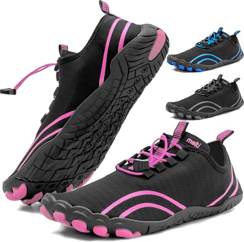 molti Badeschuhe für Damen & Herren – Aquaschuhe Schwimmschuhe mit Drainagelöchern – schnelltrocknend & rutschfest – Wasserschuhe Strandschuhe Unisex Gr. 36–45 inkl. Beutel mit Kordelzug von molti