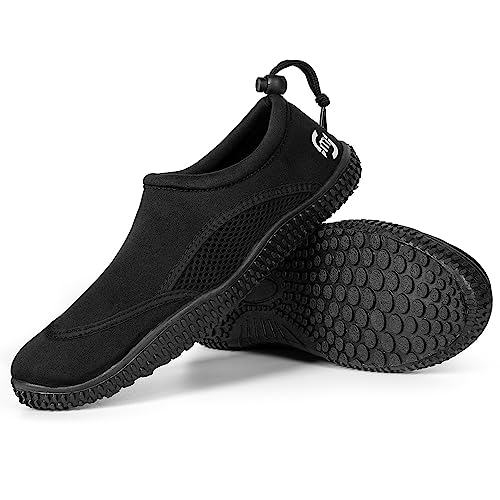 molti Badeschuhe für Dammen und Herren Aquaschuhe Schwimmschuhe Wasserschuhe rutschfest Strandschuhe Unisex Gr. 35-47 (Schwarz, eu_Footwear_Size_System, Adult, Numeric, medium, Numeric_36) von molti