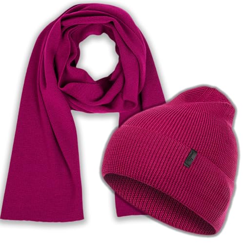 molti Damen Mütze & Schal Set – 100% Merinowolle, OEKO-TEX® Standard 100 | Beanie & Strickschal, Wärmend, Atmungsaktiv & Hypoallergen | Größen: Mütze 55–60 cm, Schal 204x24 cm Farbauswahl (Amanera) von molti