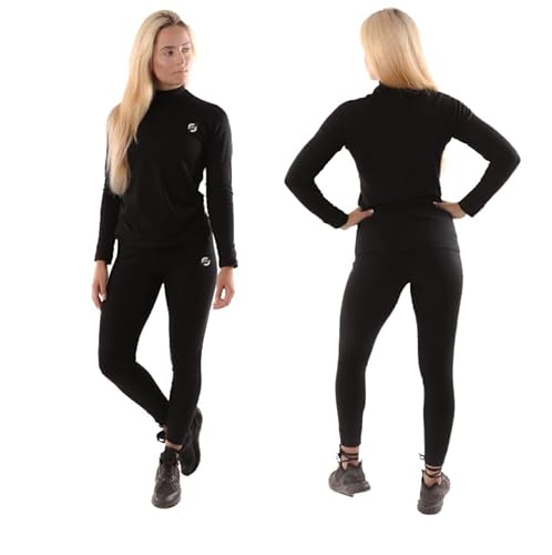 molti Damen Thermounterwäsche Set Langarm – Mit Silberionen, Atmungsaktiv & Wärmend, Baumwolle | Skiunterwäsche für Winter & Outdoor | Größen S–3XL | Farbe Schwarz (Schwarz, M) von molti