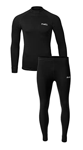 molti Herren Thermounterwäsche Set Langarm – Mit Silberionen, Atmungsaktiv & Wärmend, Baumwolle | Skiunterwäsche für Winter & Outdoor | Größen S–3XL | Farbe Schwarz (2XL) von molti