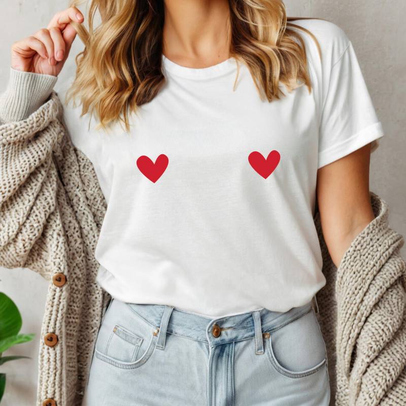 Herz T-Shirt, Shirt, Doppel Liebe Love Geschenk Für Sie, Frauen Damen Herz T-Shirt, Shirt, Doppel Liebe Love Geschenk Für Sie, Frauen Damen von momentemacherDesigns