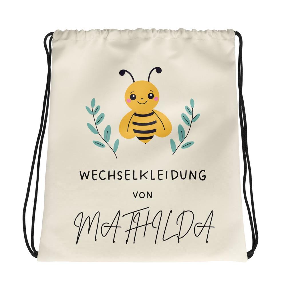 Turnbeutel Wechselkleidung „Biene", Personalisierbar von momfeli