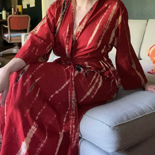 Gefärbte Baumwoll-Kimono-Robe-Strickjacke-Urlaubskleid-Resortwear, Lieferungskleid, Stillende Mütter, Mütter Sein, Schwangerschaft Photoprop von mommyrobeclothing