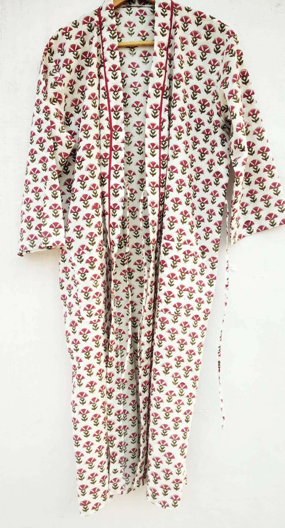 Kimono-Robe Aus Baumwolle, Baumwoll-Robe Mit Blockprint, Plus-Size-Kaftankleid, Strandvertuschungen, Strandbekleidung, Loses Kleid, Kaftan Robe von mommyrobeclothing