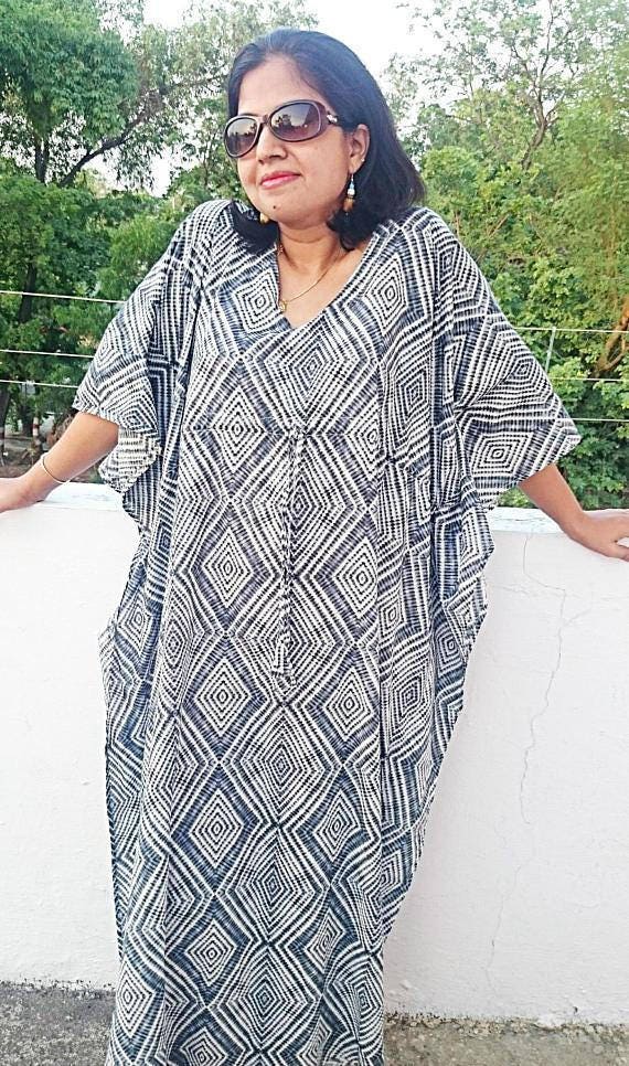 Plus Größe, Kleid in Übergröße, Kleid Übergröße Für Damen, Langes Kaftan Kleid, Kaftan Kleid, Maxikleid Übergröße, Blau, Damen Morgenmantel von mommyrobeclothing