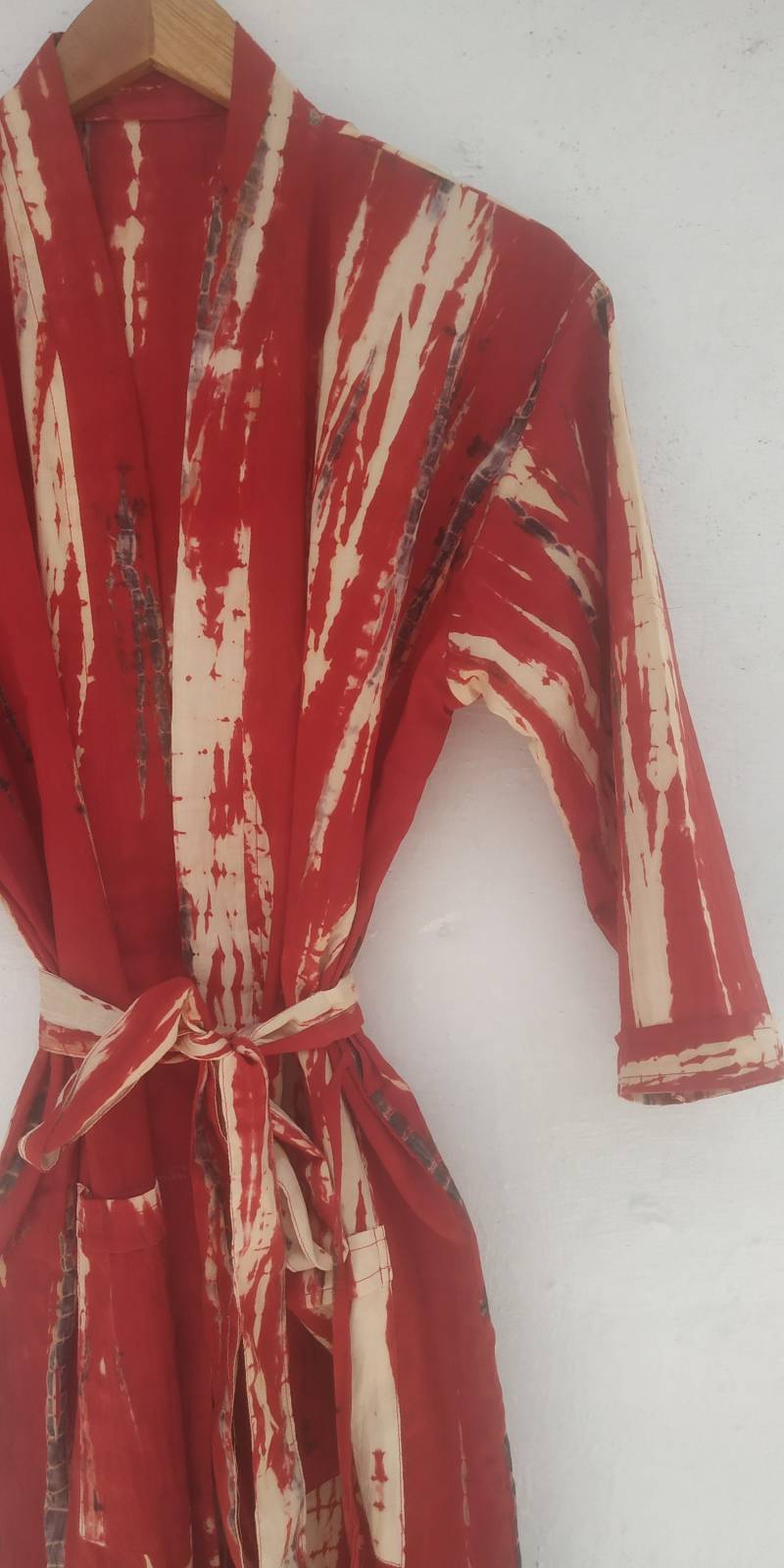 Rot Krawatte Gefärbte Roben Kimono-Strickjacke, Baumwolle Kimono Robe, Brautjungfer Strand Vertuschen, Baumwollrobe, Bademantel von mommyrobeclothing