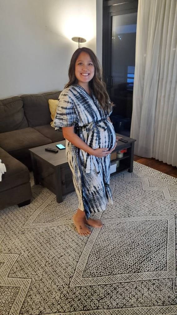 Schwangerschafts Kleid Mutterschaft Robe Schwarz Krankenhaus Lieferung Kaftan Frauen Boho Maxi Strand Abdeckung Ups Damenbekleidung von mommyrobeclothing