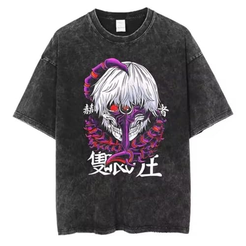 Anime Tokyo Kaneki Ken Ghoul T-Shirt Männer Hip Hop Streetwear Kaneki Ken Tshirt Washed Black Vintage T-Shirt Anime Tokyo Kaneki Ken Ghoul T-Shirt Männer Hip Hop Streetwear Kaneki Ken Tshirt Washed Black Vintage T-Shirt von momogut