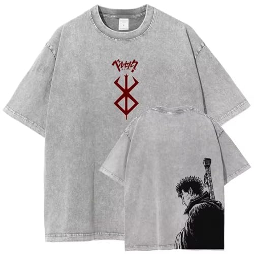 Männer Washed T-Shirt Hip Hop Streetwear Anime Berserker Graphic Print Oversize Guts Tshirt Short Sleeve Cotton Loose Vintage Tops Männer Washed T-Shirt Hip Hop Streetwear Anime Berserker Graphic Print Oversize Guts Tshirt Short Sleeve Cotton Loose Vintage Tops von momogut