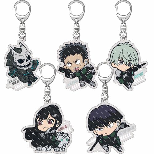 momogut 5Pcs Cartoon Kaiju Anime no 8 Keychain Hibino Kafka Mina Ashiro Rucksack Ins Zubehör Anime Peripherie-Anhänger von momogut