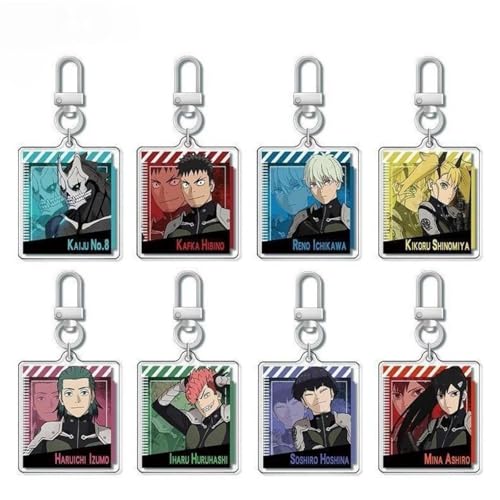 momogut 8Pcs Kaiju Anime no 8 Schlüsselanhänger Hibino Kafka Hoshina Soshiro Schlüsselanhänger Zubehör Niedliche Tasche Anhänger von momogut