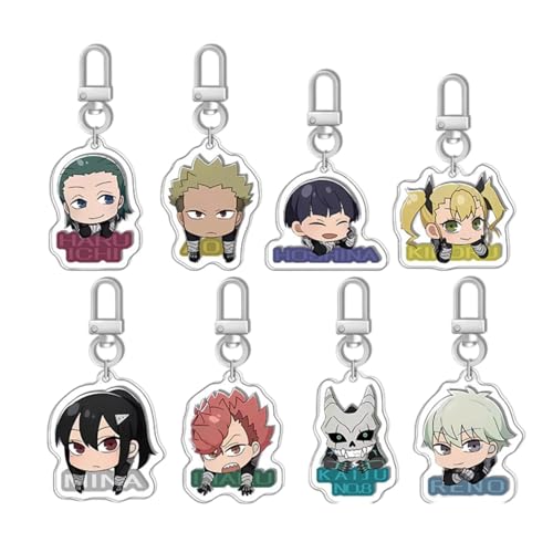 momogut 8Pcs Kaiju Anime no 8 Schlüsselanhänger Niedlich Acryl Schlüsselanhänger Lustig Hoshina Soshiro Anhänger Geschenk von momogut