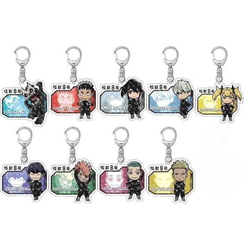 momogut 9Pcs Kaiju Anime no 8 Anime Cartoon Rucksack Anhänger Schlüsselanhänger Hibino Kafka Anhänger Schlüsselring von momogut