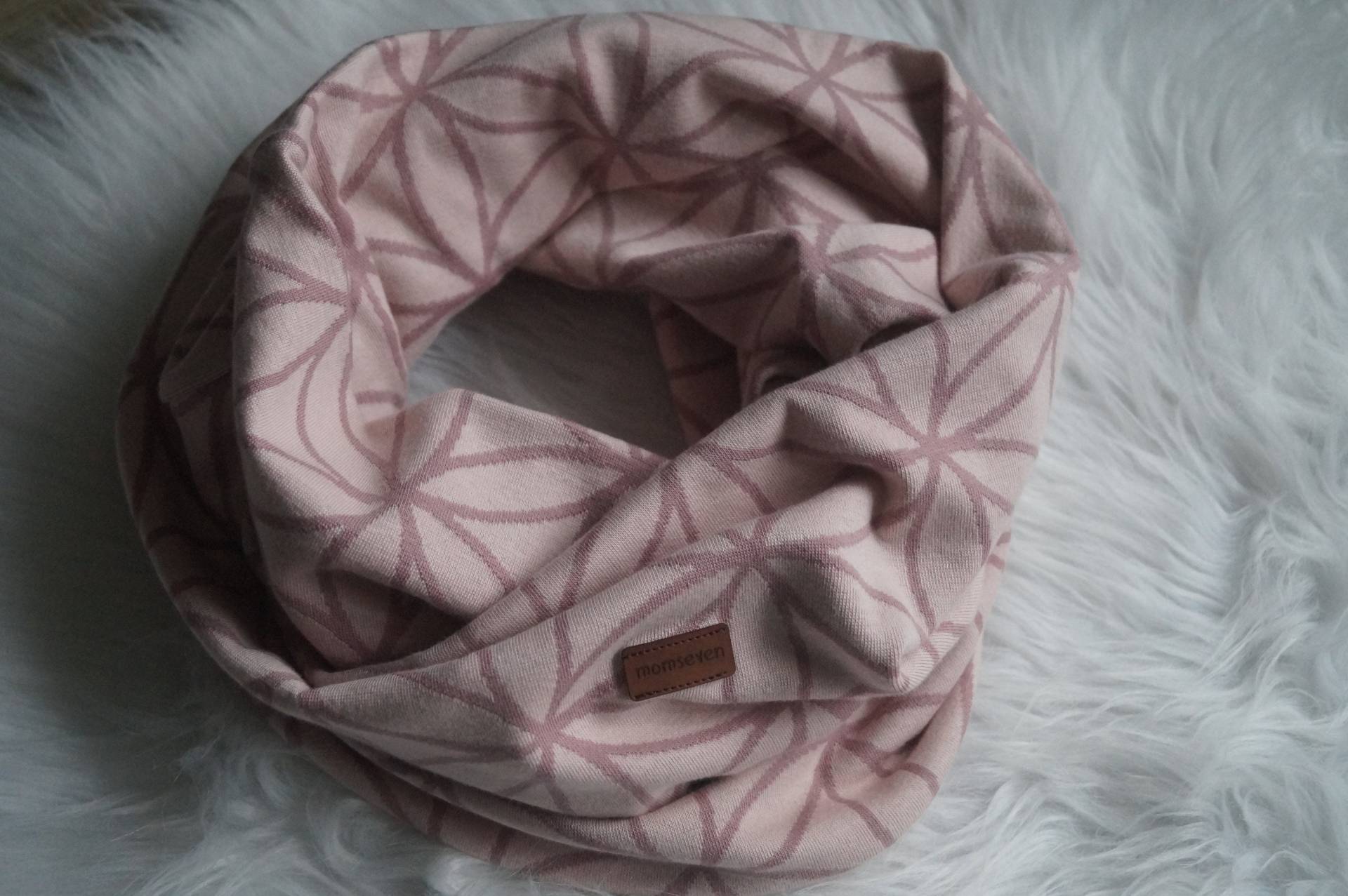 Loop Kuschelweicher Jacquard Blume Des Lebens Loopschal Rose Rosa von momseven