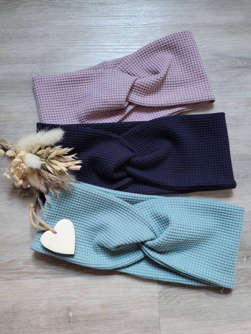 Neu Stirnband Waffelpique Jersey Uni Beere von momseven