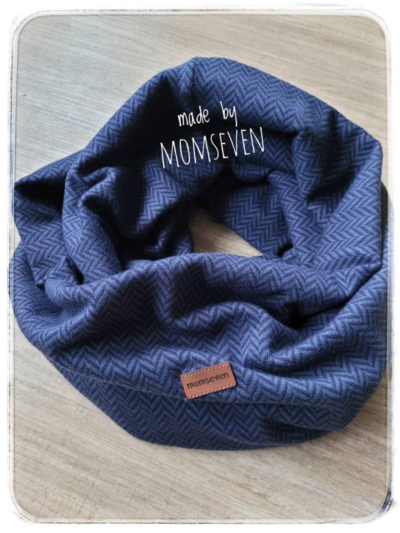 Neue Farbeloop Kuschelweicher Jacquard Fischgrät Dunkelblau - Loopschal von momseven