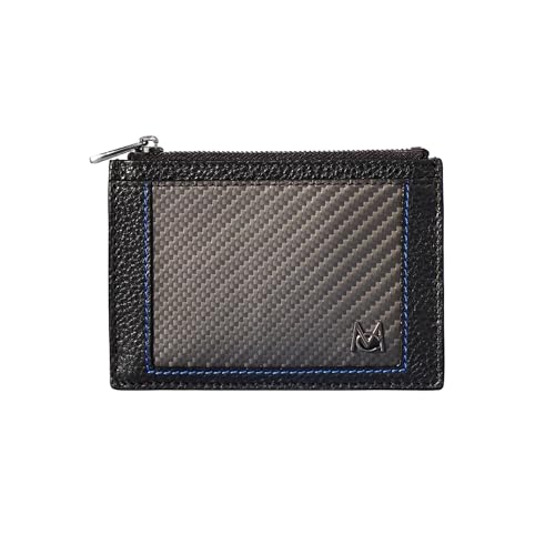 MON Carbone Harmony Kartenhalter aus weicher Kohlefaser und italienischem Leder, Blau, Zipper Card Holder, Modern von monCarbone carbon fiber scenario