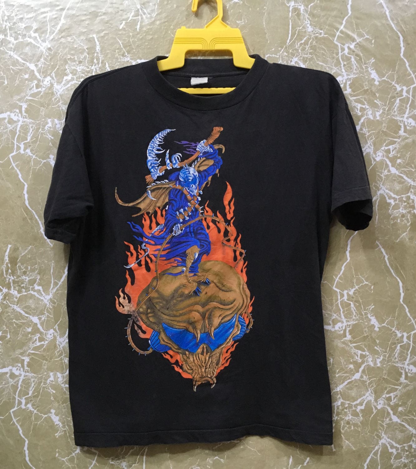 90Er Jahre Megadeth Youthanasia World Tournee 1995 T-Shirt Schwarz Gefärbt von monalisausedauction