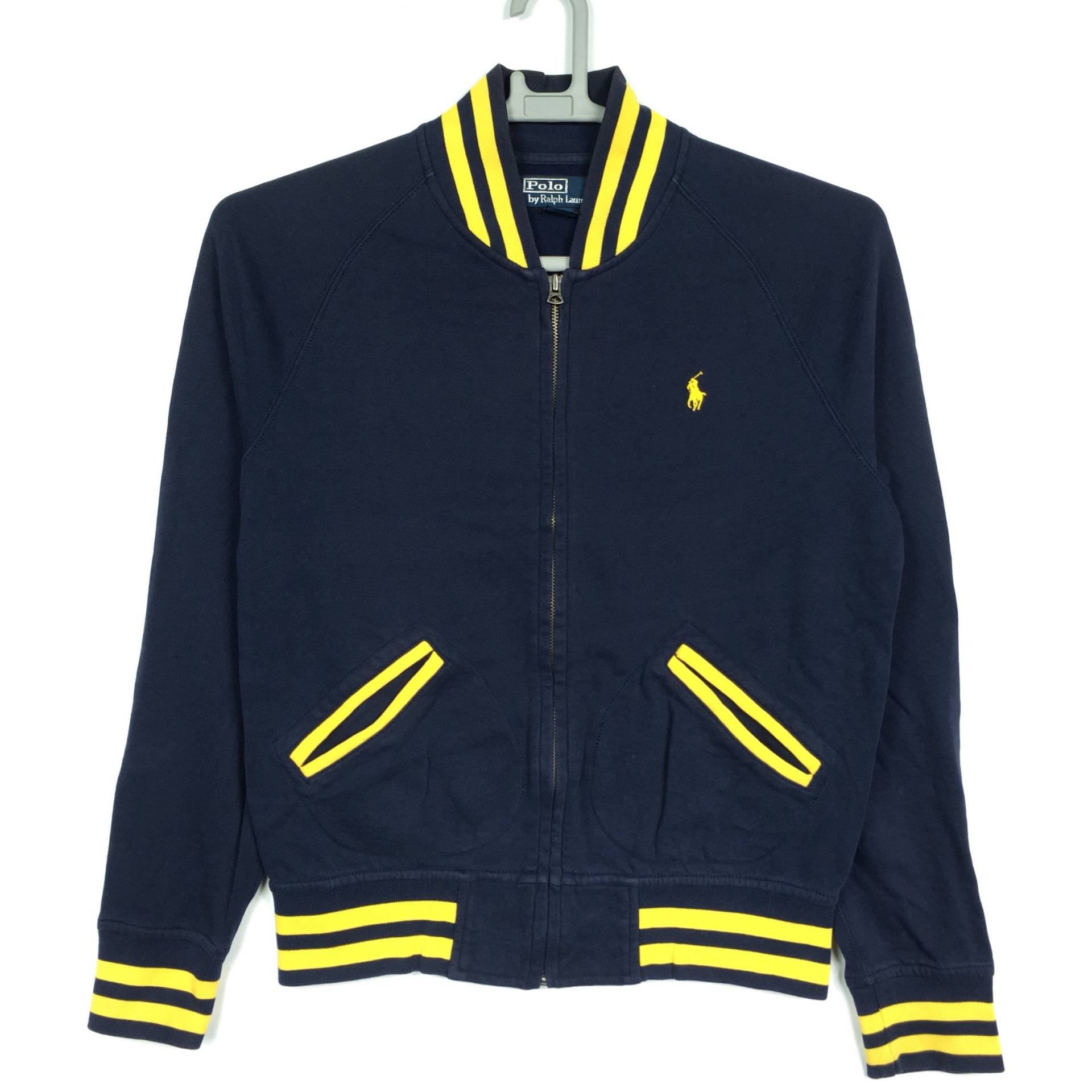90Er Jahre Polo By Ralph Lauren Zipper Sweatshirt Kleines Logo Blaue Farbe von monalisausedauction
