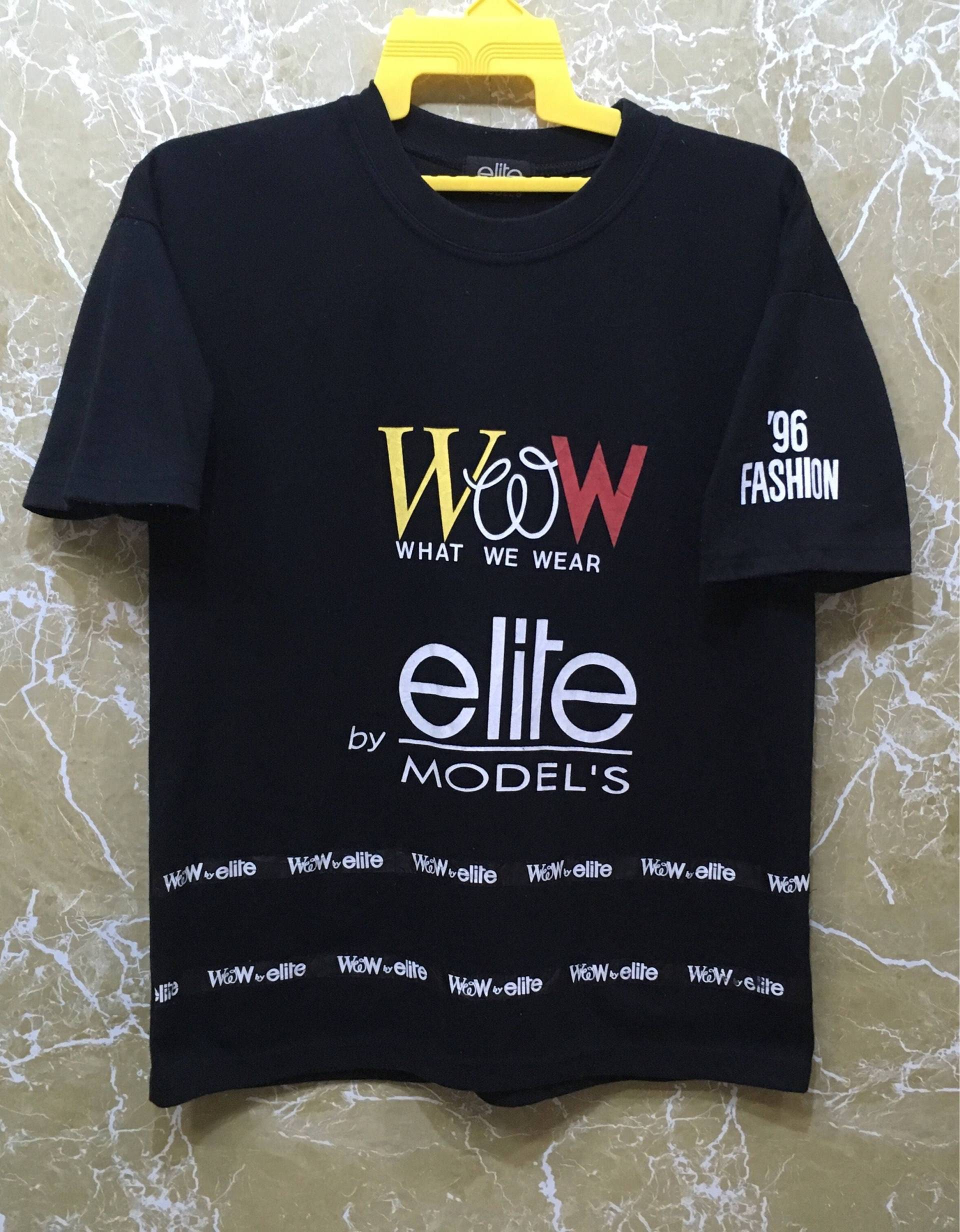 Seltenes 90Er Jahre Vintage Elite Modell 1996 Fashion Show T-Shirt Schwarze Farbe von monalisausedauction