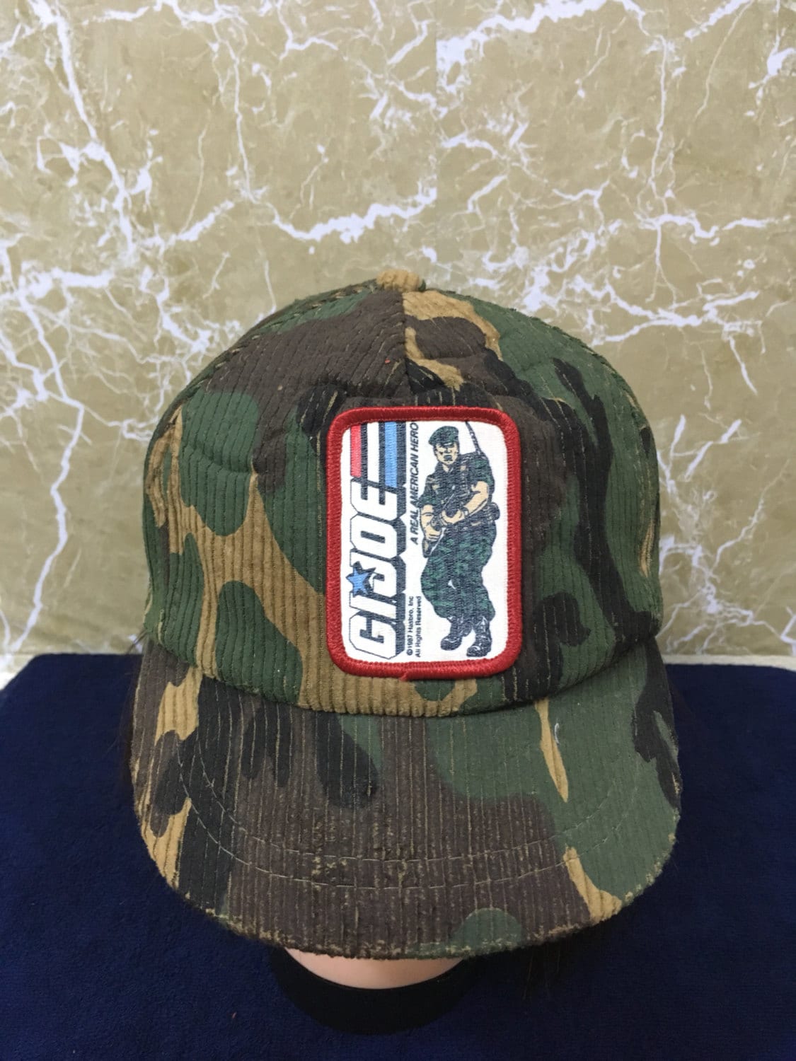 Vintage 80Er Jahre Ji Joe Armee Filme Trucker Hut Cap Free Junge Größe Made in Usa Camo Farbe Samt von monalisausedauction