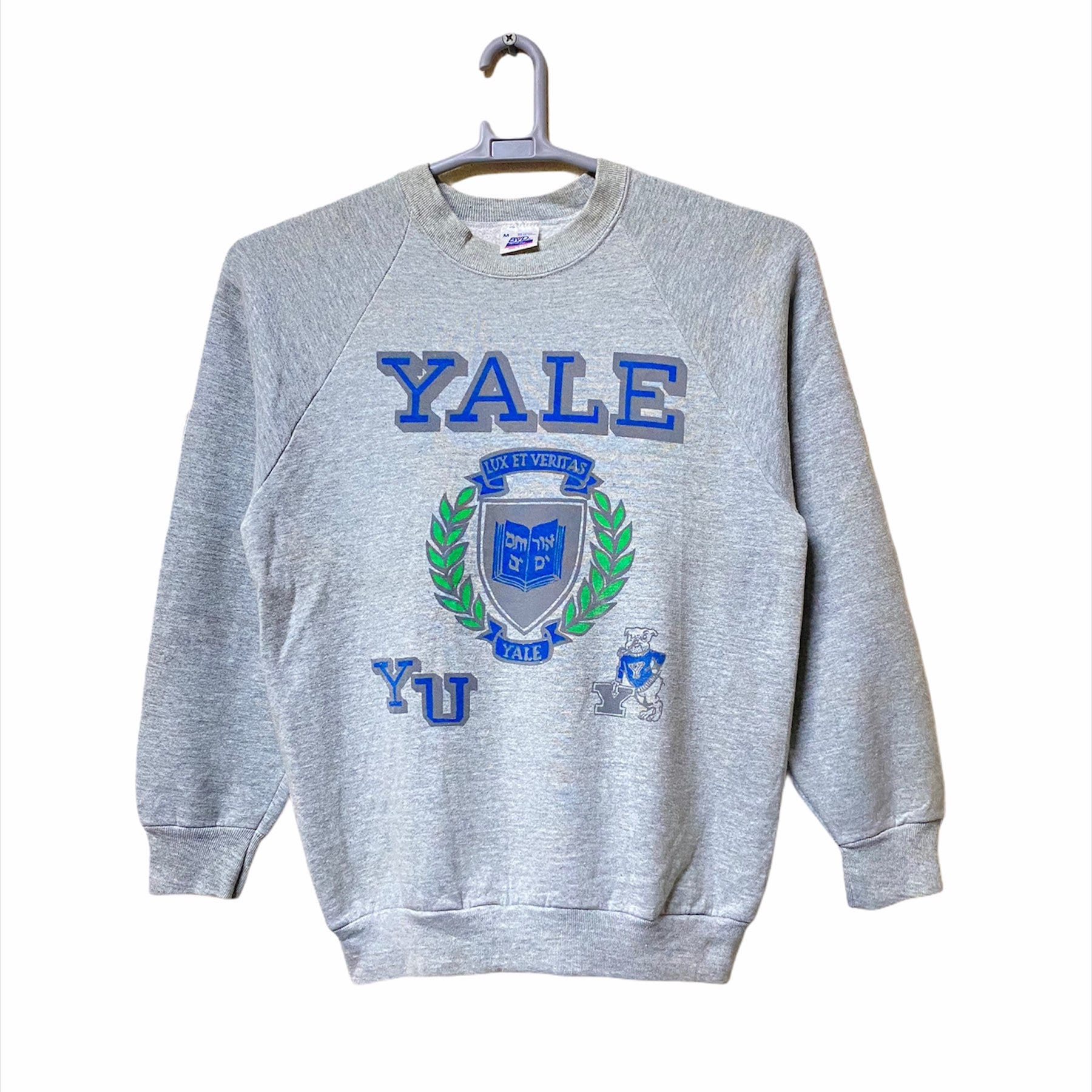 Vintage 80Er Jahre Yale Uni Sweatshirt Pullover M Größe Grau Poly Cotton 50/50 von monalisausedauction
