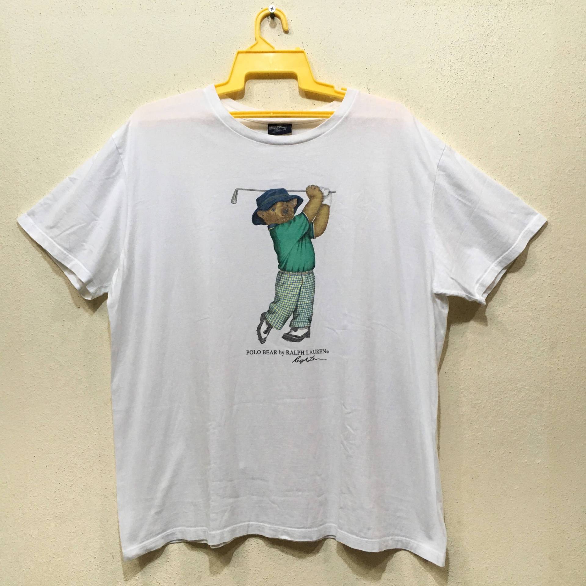 Vintage 90Er Jahre Polo Bear Von Ralph Lauren Buchstabieren T-Shirt Weiß Farbe Xl Größe von monalisausedauction